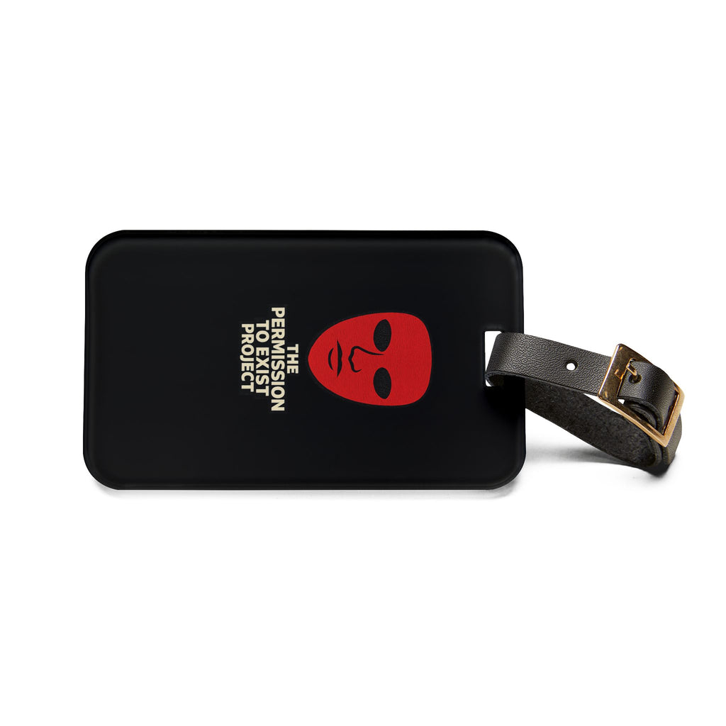 Black Luggage Tag - Red Mask "The Permission to Exist Project" Travel ID