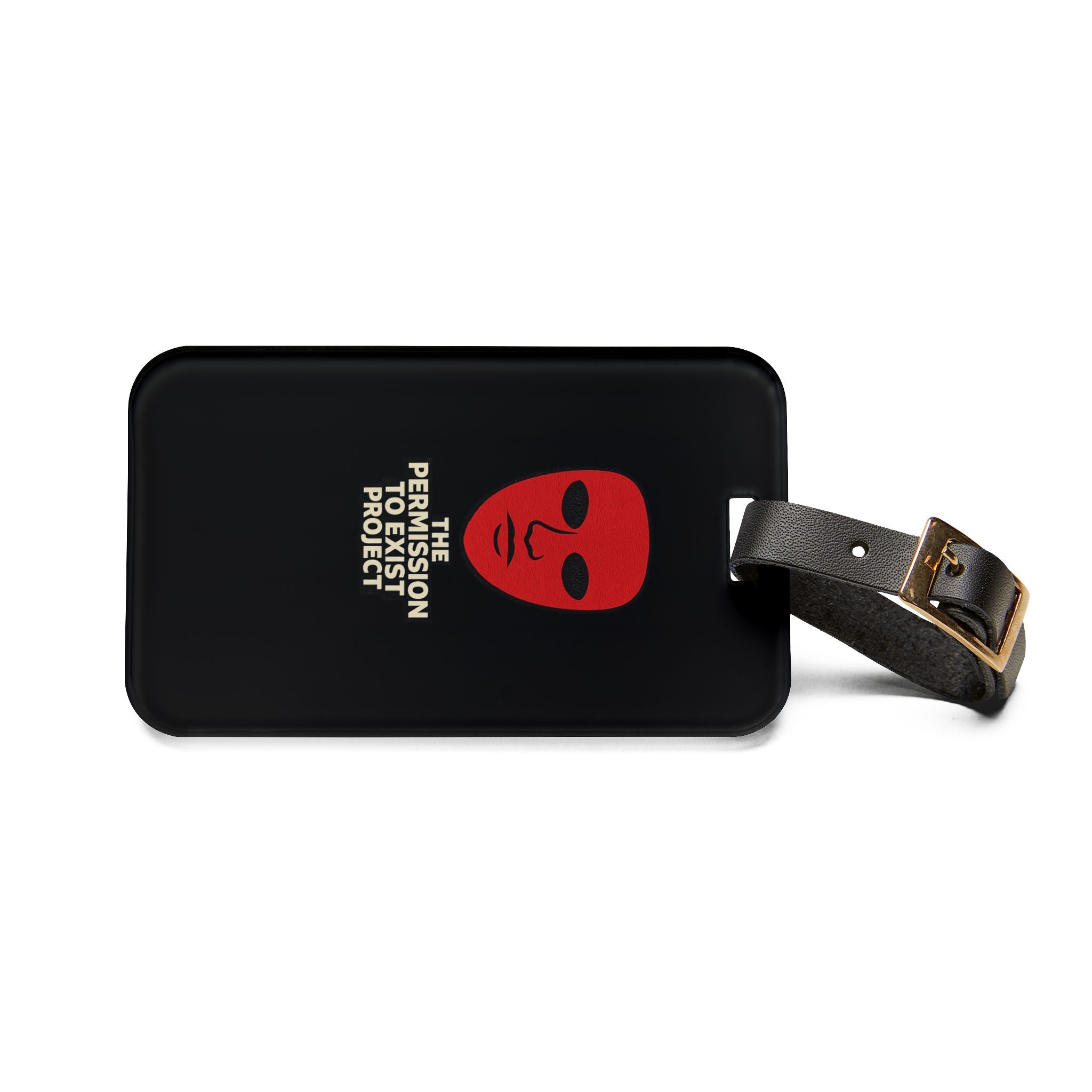 Black Luggage Tag - Red Mask "The Permission to Exist Project" Travel ID