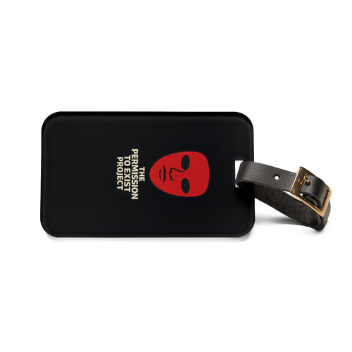 Black Luggage Tag - Red Mask "The Permission to Exist Project" Travel ID