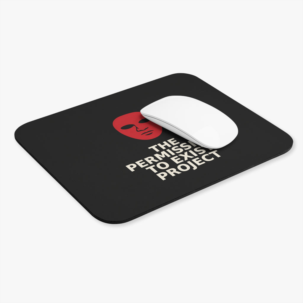 The Permission to Exist Project Mouse Pad – Minimalist Red Mask Desk Mat