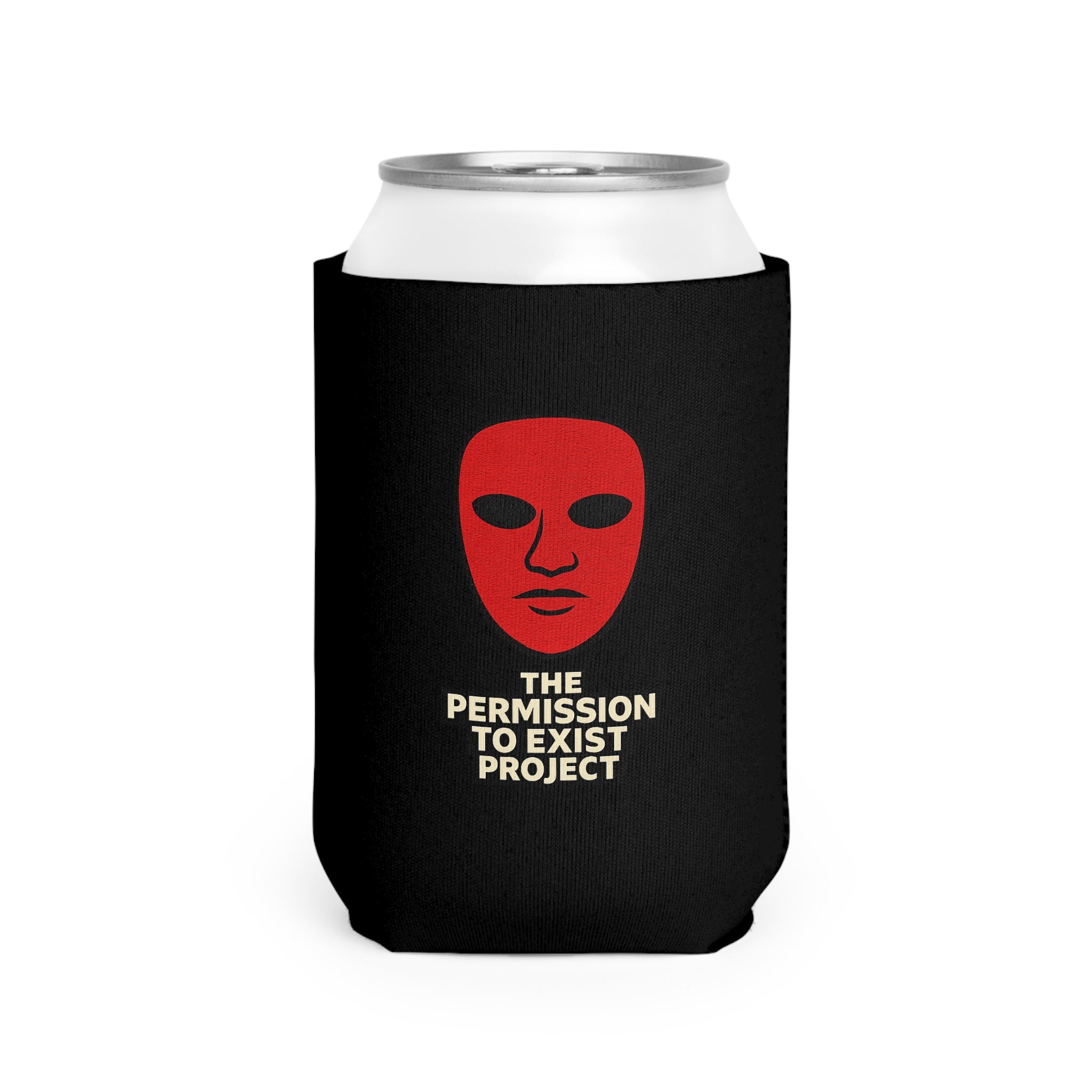 Can Cooler Sleeve - 'The Permission To Exist Project' Red Mask Logo Can Cooler