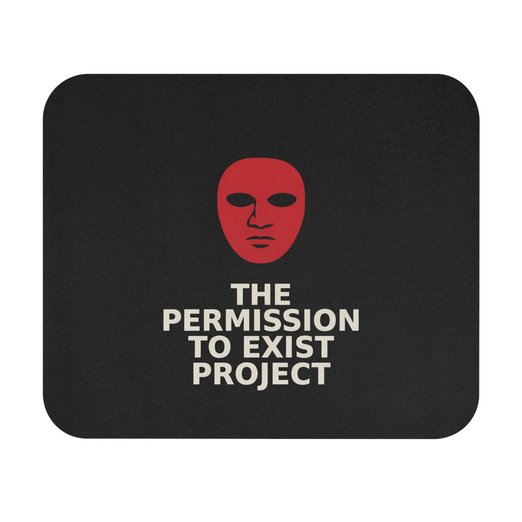The Permission to Exist Project Mouse Pad – Minimalist Red Mask Desk Mat
