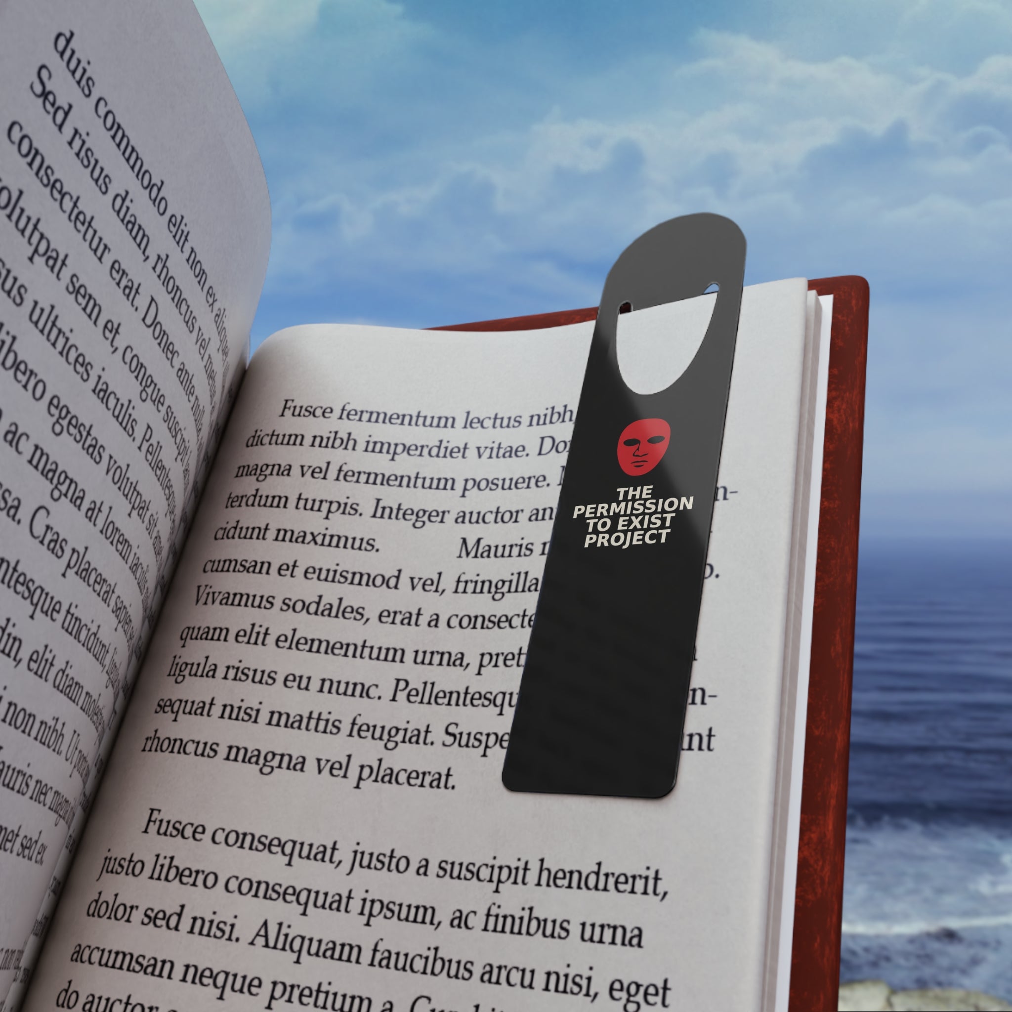 Bookmark — The Permission to Exist Project Metal Bookmark with Red Face Logo