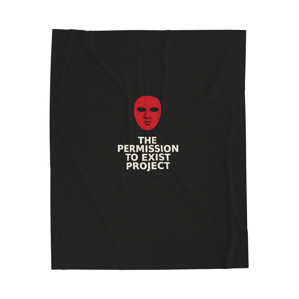 Velveteen Plush Blanket — "The Permission to Exist Project" Cozy Throw (Red Mask Design)