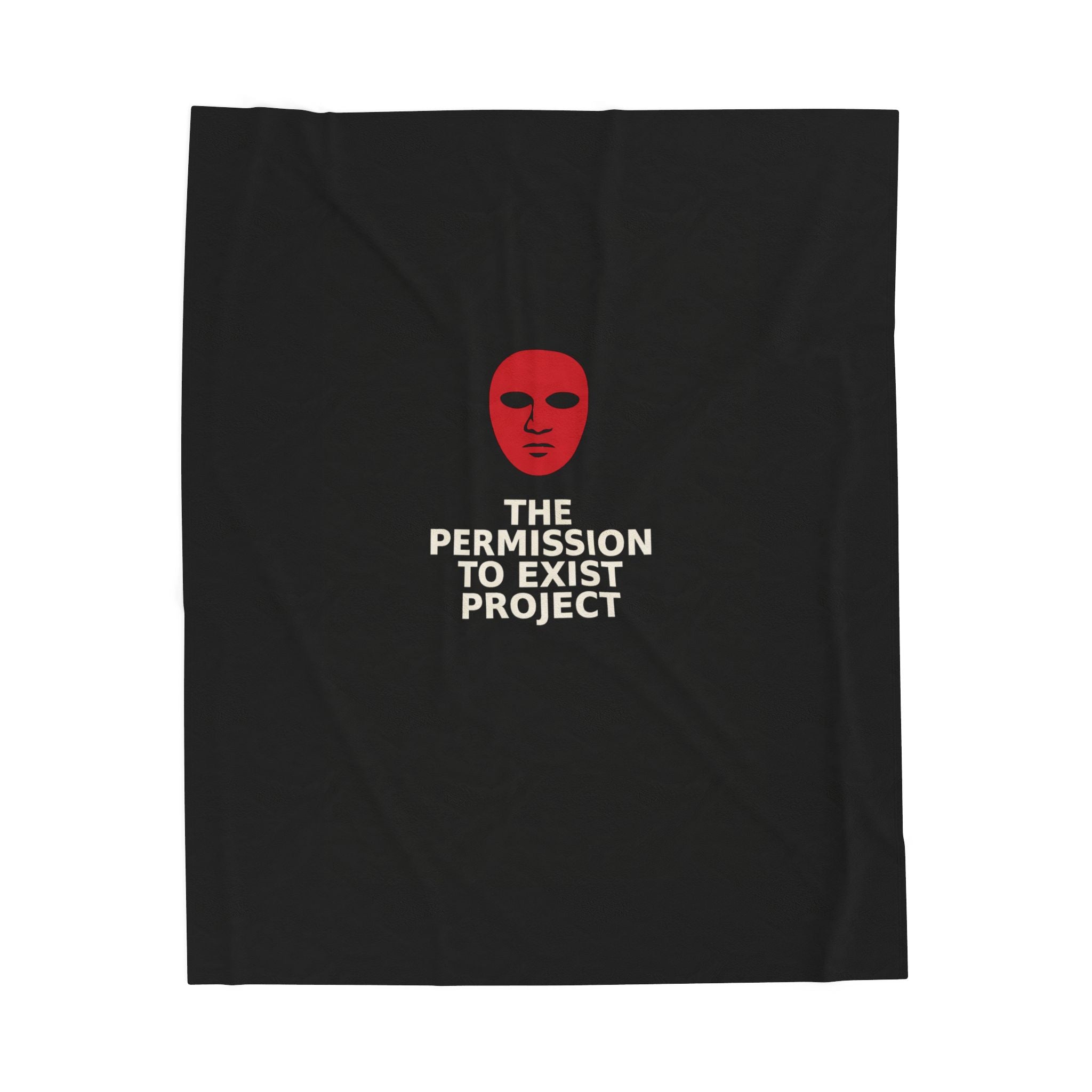 Velveteen Plush Blanket — "The Permission to Exist Project" Cozy Throw (Red Mask Design)